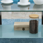HOMCOM Rectangle Glass Coffee Table with Glass Top - Grey-Stainless steel pipes offer strong stability