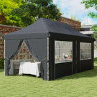 Outsunny 20 ft W x 10 ft L Adjustable Pop Up Canopy Tent with Sidewall and Carry Bag - Grey-Easy to change the height(3 setting) via the push-button, no worry about pinching your finger