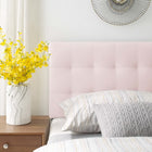 Modway Lily Biscuit Tufted Performance Velvet Twin Headboard - Pink-Height Adjustable from 45" - 52.5"