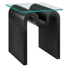 Modway Ondine Glass Top Side Table - Black-Unique Wave-like Shape