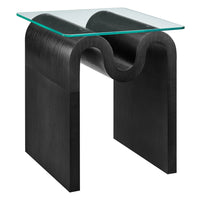 Modway Ondine Glass Top Side Table - Black-Unique Wave-like Shape