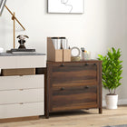 HOMCOM Lateral File Cabinet for Home Office - Brown-Top drawer with a lock and two keys to keep your paperwork safe