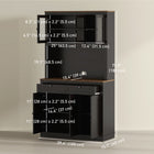 HOMCOM 71" H Pantry Cabinet with Microwave Space and Tall Kitchen Hutch - Black-Sleek, modern design with glass and shaker doors for home decor 