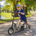 Aosom Youth Kick Scooter with 12'' Inflatable Rubber Wheel - Black-Height adjusts from 33.5" 
