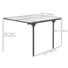 Outsunny Outdoor Hardtop Polycarbonate Roof Pergola - 10' x 10' - Gazebo Grey-Suitable for garden, backyard, terrace, etc. 