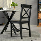 HOMCOM Farmhouse Wood Dining Chairs with Cross Back - Black - Set of 2-The painted surface is water-resistant and easy to clean with a wipe