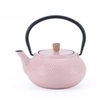 Minimal Enamelled Cast Iron Teapot - Dot Pink - 0.6 L-Cast iron teapot polished by hand for smooth finishing