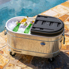 Permasteel 80 qt Rolling Cooler - Galvanized Steel-Bottle opener 