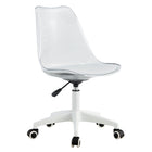 Homy Casa Modern Transparent Backrest Swivel Task Chair with White PU Leather Seat-Transparent acrylic backrest for a modern minimalist look
