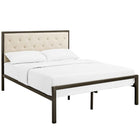 Modway Mia Fabric Full Bed - Brown Beige-Tufted button fabric headboard