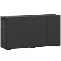 HOMCOM 55.1" L High Gloss Buffet Sideboard with 2 Drawers - Black-Great for storing dinnerware, glasses, cups, books, and more