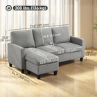 HOMCOM Sectional Sofa with Ottoman - Light Grey-Thick, high-density foam padding ensures a comfortable seating experience
