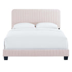 Modway Celine Channel Tufted Performance Velvet Full Platform Bed - Pink-Reinforced Center Beam With Support Legs