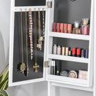 HOMCOM Lighted Mirrored Jewelry Cabinet with 16 LED Lights - 14.25" L x 11.75" W x 53.5" H - White-Easy assembly is required