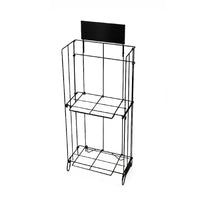 Futech Two Tier Newspaper Rack - 18"W x 42”H - Black-Two-tier layout keeps publications neatly organized and easy to access, ideal for newspapers, brochures, and magazines.
