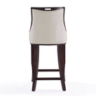 Manhattan Comfort Emperor 19" Traditional Faux Leather Upholstered Barstool - Pearl White and Walnut-Delivered to you Fully Assembled! No Assembly Required