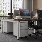 Ceha MDG Series Box-Box-File Mobile Pedestal - Metal Grey-Sleek Design: Integrated drawer handles for a clean, modern look.