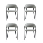 Manhattan Comfort Belle 22.4" Modern Textured Leatherette Upholstered Dining Chair - Stone Grey - Set of 4-Modern Dining Chair for Dining Room and Task Use. Set of 4