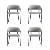 Manhattan Comfort Belle 22.4" Modern Textured Leatherette Upholstered Dining Chair - Stone Grey - Set of 4-Modern Dining Chair for Dining Room and Task Use. Set of 4