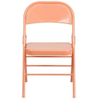 Flash Furniture HERCULES ColourBURST Series Sedona Coral Triple Braced & Double-Hinged Metal Folding Chair-Non-Marring Glides