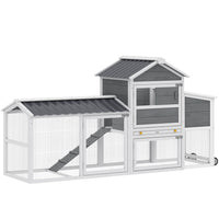 PawHut Chicken Coop with Wheels, 80" L Mobile Hen House with Run-Boasts a 1.14 ㎡ (12.3 sq ft)  footprint with zones, giving pets ample space