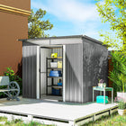 Outsunny Garden Storage Shed with Skylight - 9' x 6.5' - Light Grey-Its robust, galvanized steel construction ensures durability
