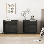 Manhattan Comfort Horizon 21.7" Modern Nightstand 2-Piece Set - Charcoal Grey-Includes 2 Push to Open Full Extension Drawers to Fit Bedside Storage Needs