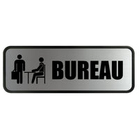 Cosco Office Sign - Brushed Metal - 3" x 9" - Indoor Door/Wall Sign - French Text-This office sign features French text to clearly label spaces for French-speaking employees and visitors