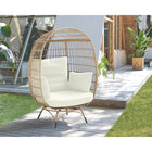 Manhattan Comfort Spezia 33.46" Modern Patio Freestanding Egg Chair - Tan/Cream-Chair height: 17.51. Internal Backrest Height 23.62