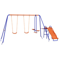Outsunny 4 in 1 Metal Swing Set with Double Swings, Glider, Slide - Ladder-Including multiple play options . 
