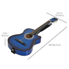 Soozier 38" Full Size Classical Acoustic Electric Guitar Premium Gloss Finish with Strings - Blue-Can play different styles of music including Country, Jazz, Rock etc