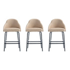 Manhattan Comfort Gracie 22" Modern Leatherette Upholstered Counter Stool - Tan and Black - 3 Pack-Modern Counter Stool with Backseat Perfect for Bar and Kitchen Use. Set of 3