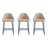 Manhattan Comfort Gracie 22" Modern Leatherette Upholstered Counter Stool - Tan and Black - 3 Pack-Modern Counter Stool with Backseat Perfect for Bar and Kitchen Use. Set of 3