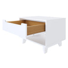 Nexera Barista Nightstand with 1-Drawer And Folding Door - White-Signature drawer front and carved legs with white matte lacquer finish