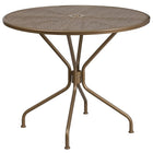 35.25'' Round Gold Indoor-Outdoor Steel Patio Table Set with 4 Square Back Chairs [CO-35RD-02CHR4-GD-GG]-Designed for Indoor and Outdoor Use