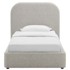 Modway Keynote Upholstered Fabric Curved Twin Platform Bed - Heathered Weave Light Grey-Assembly Required
