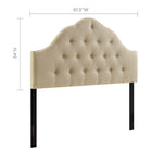 Modway Sovereign Upholstered Fabric Queen Headboard - Beige-Tufted high arch