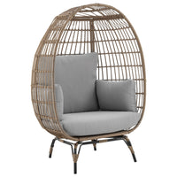 Manhattan Comfort Spezia 33.46" Modern Patio Freestanding Egg Chair - Tan/Grey-Modern Freestanding Egg Chair for Outdoor and Indoor Use