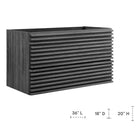 Modway Render 36" Wall-Mount Bathroom Vanity Cabinet - Charcoal-Drywall Friendly Mounting Cleat