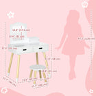 Qaba Kids Vanity Set with Mirror & Stool - White-Large mirror allowing your child to get ready and style their hair from a young age
