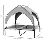 PawHut Elevated Cooling Dog Cot Bed with Canopy for Medium and Large Dogs - Light Grey-Includes travel bag for convenient portability and storage 