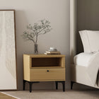 Manhattan Comfort Amara 19.7" Modern Nightstand - Natural Oak-Includes 1 Open Shelf and 1 Full Extension Drawer