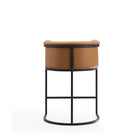 Manhattan Comfort Cosmopolitan 23.7" Mid-Century Modern Faux Leather Upholstered Counter Stool - Camel and Black - 3 Pack-21" L x 23" W x 33.8" H