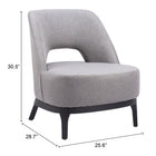 Zuo Mistley Accent Chair - Grey-3 year limited warranty