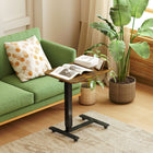 HOMCOM 25.6" Pneumatic Standing Desk Adjustable Height - Rustic Brown-Four wheels with brakes ensure easy mobility and stationary stability