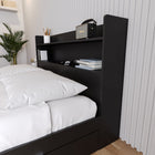 Nexera Hunter Bookcase Headboard - Queen Size - Black-Warranty Included: Rest easy with a one-year warranty included, providing added assurance for a stylish and functional upgrade to your bedroom