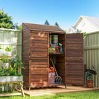 Outsunny Outdoor Wood Storage Cabinet with Double Doors - Mixed-Brown-Double doors ensure easy access to stored items 