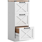 HOMCOM 3-Drawer Letter/A4 Filing Cabinet - White-Boasts a farmhouse style with X-panels, elevating your home office decor
