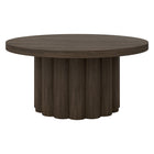 Hudson&Canal Olie Round Fluted Coffee Table - 32" W - Brown Oak-Table is made of high-quality and durable MDFmaterials with a metal inner frame