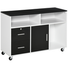 HOMCOM Mobile Lateral Filing Cabinet with Lockable Drawer - Black-Drawers, compartments and cabinet to store your office supplies 